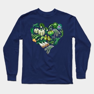 Green fruit and veg heart Long Sleeve T-Shirt